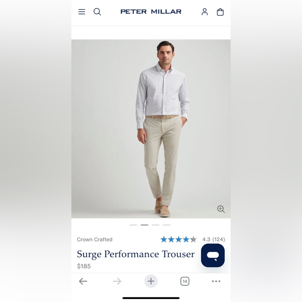 Peter Millar Surge Performance Trouser Size 46R